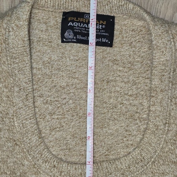 Puritan Men's Sweater Vest XL Oatmeal Lambswool Classic Preppy old money minimal - Picture 6 of 8